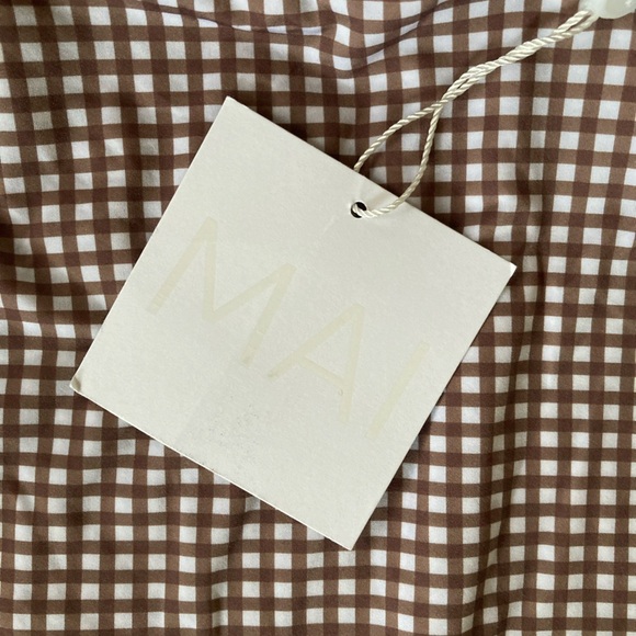 MAI Deluxe Everyday Shorts NWT Gingham Brown White Made in Bali - Picture 5 of 6